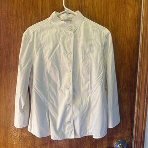 Vintage Akris Punto x Bergdorf Goodman Parson Collar Off-White Button Down